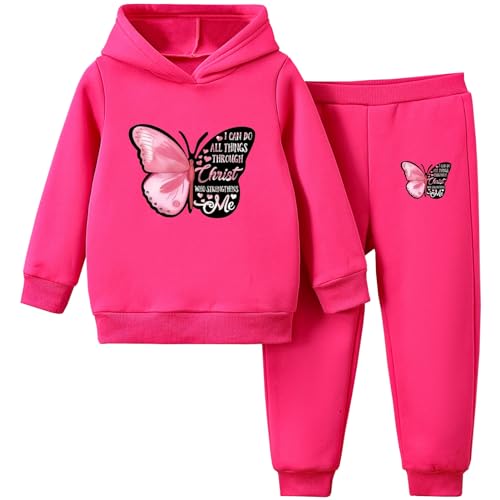 YFPICO 2tlg Mädchen Trainingsanzug Fleece Sportanzug Kapuzenpullover Wärmer Sweatshirt Jogginghose Freizeitanzug Jogginganzug Bekleidungsset Freizeitanzug Outfit-Set Herbst Winter von YFPICO