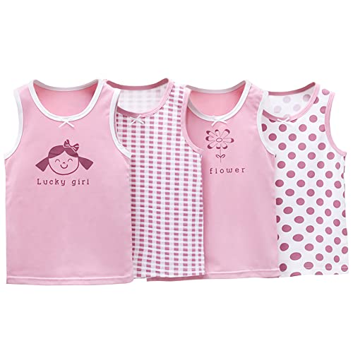 YFPICO 4er Pack Unterhemden Mädchen Baby Baumwolle Tank Top Ärmellos Unterwäsche Kinder Kleinkind Hemdchen Cartoon Motive Kind Unterhemd mit Breiten Trägern 11-12 Jahre Größe 146 von YFPICO