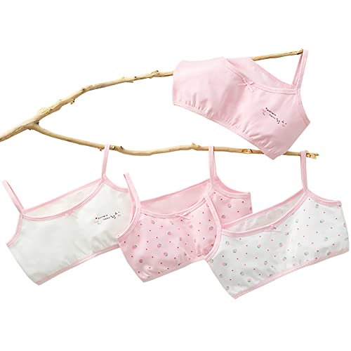 YFPICO 4er Set Bustier Mädchen Baumwolle BH Sport Bra Kinder Teenager Unterwäsche BHS mit Spaghettiträger/Breiten Trägern ohne Abnehmbaren Pads Crop Top Gr. 122-158 von YFPICO