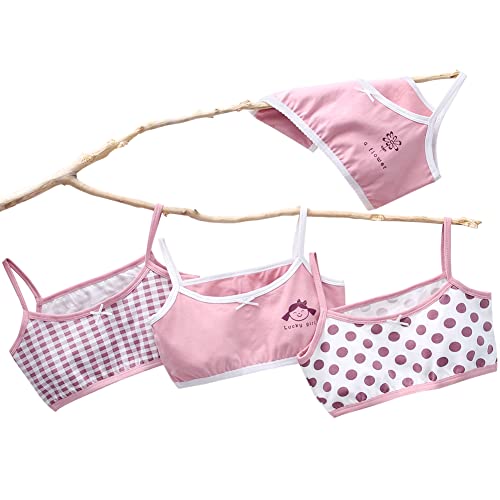 YFPICO 4er Set Bustier Mädchen Baumwolle BH Sport Bra Kinder Teenager Unterwäsche BHS mit Spaghettiträger/Breiten Trägern ohne Abnehmbaren Pads Crop Top Gr. 122-158 von YFPICO