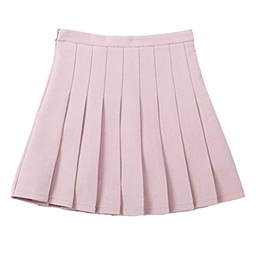 YFPICO Hohe Taille Chic Baumwolle Faltenrock Mädchen Süße Basic Solide Bleistiftrock für 3-14 Jahre, Rosa, 104/110 von YFPICO