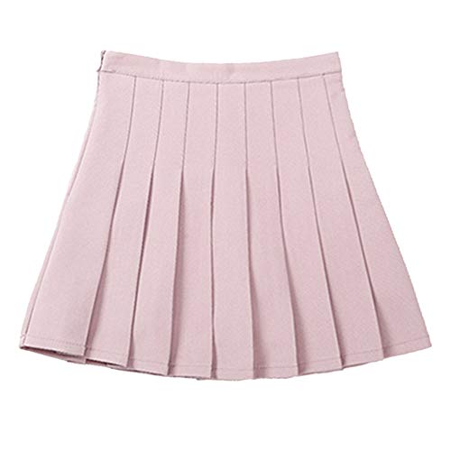 YFPICO Hohe Taille Chic Baumwolle Faltenrock Mädchen Süße Basic Solide Bleistiftrock für 3-14 Jahre, Rosa, 116 von YFPICO
