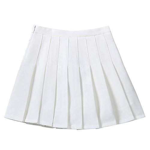 YFPICO Hohe Taille Chic Baumwolle Faltenrock Mädchen Süße Basic Solide Bleistiftrock für 3-14 Jahre, Weiß, 122/128 von YFPICO