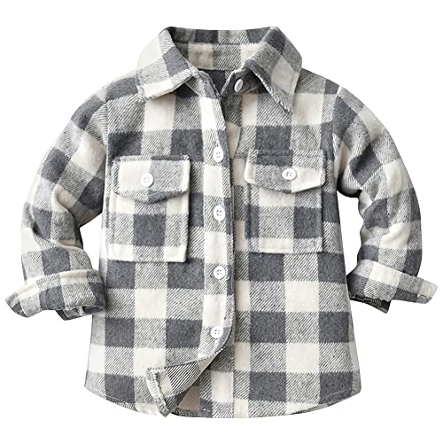 YFPICO Jungen Mädchen Kariertes Hemd Kinder Baby Langarmshirt Button-Down Flanellhemd Frühling Herbst Freizeithemd Bluse von YFPICO