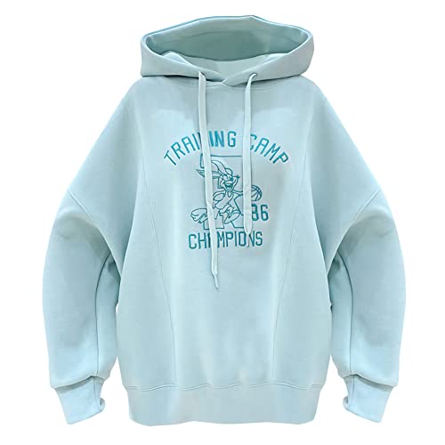 YFPICO Kinder Mädchen Hoodie Kapuzenpullover Oversize Hoodies Lässig Süße Sweatshirt mit Kapuze Pullover Frühling Herbst Teen Cartoon Stickerei Print Langarmshirt(Blau,9-10 Jahre) von YFPICO