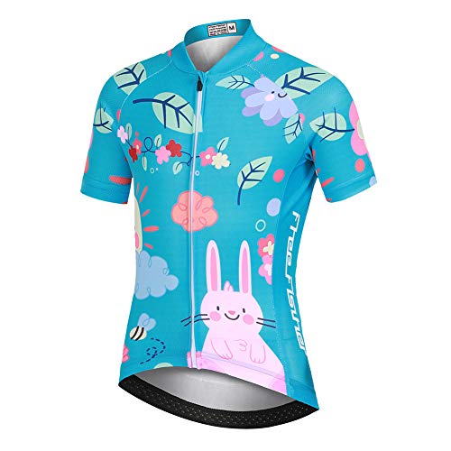 YFPICO Kinder Radtrikot Set Jungen Mädchen Fahrrad Trikot Kurzarm + Radhose mit Sitzpolster, Blumen-Fuchs(Jersey), M von YFPICO