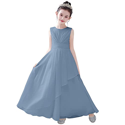 YFPICO Kleid Mädchen Festlich Kleid Hochzeit Party Abendkleid Chiffon Kleider Lang Elegant Ärmellos Cocktailkleid Blumensmädchenkleid Sommerkleid Chiffonkleid Freizeitkleid Gr.134-140 von YFPICO