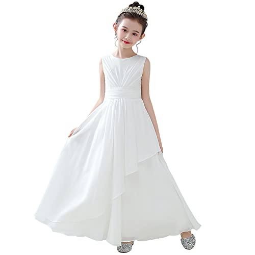 YFPICO Kleid Mädchen Festlich Kleid Hochzeit Party Abendkleid Chiffon Kleider Lang Elegant Ärmellos Cocktailkleid Blumensmädchenkleid Sommerkleid Chiffonkleid Freizeitkleid Gr.152-158 von YFPICO