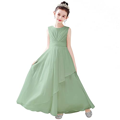 YFPICO Kleid Mädchen Festlich Kleid Hochzeit Party Abendkleid Chiffon Kleider Lang Elegant Ärmellos Cocktailkleid Blumensmädchenkleid Sommerkleid Chiffonkleid Freizeitkleid Gr.98 von YFPICO