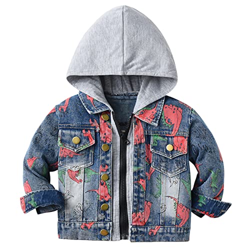 YFPICO Mädchen Jungen Baby Jeansjacke Kinder Jeans Jacke Frühlings Herbst Übergangs Jacke Kapuzen Langarm Jeans Denim Coats Casual Stilvoll ReißVerschluss Mantel Outdoorjacke 3-4 Jahre von YFPICO