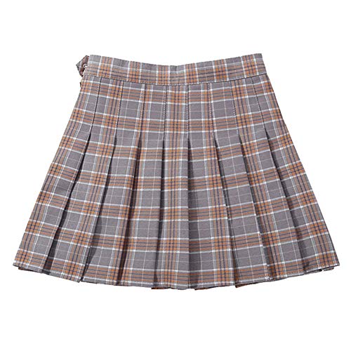 YFPICO Mädchen Plaid Rock mini Faltenrock Schulmädchen-Stil Geeignet für 3-14 Jahre mit Doppel Schicht Material, Grau, 134/140 von YFPICO