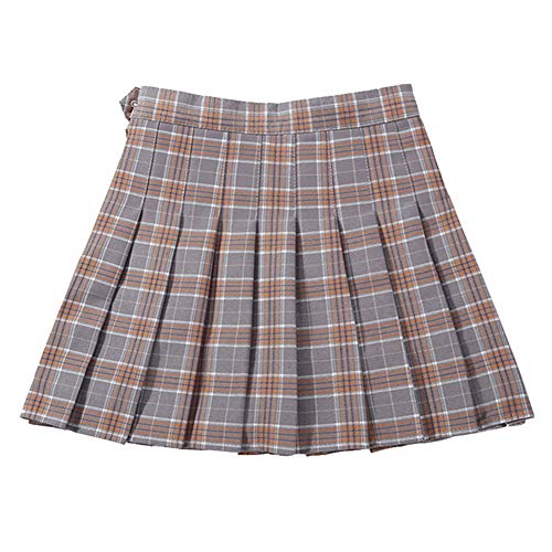 YFPICO Mädchen Plaid Rock Mini Faltenrock Schulmädchen-Stil Geeignet für 3-14 Jahre mit Doppel Schicht Material, Grau, 146 von YFPICO