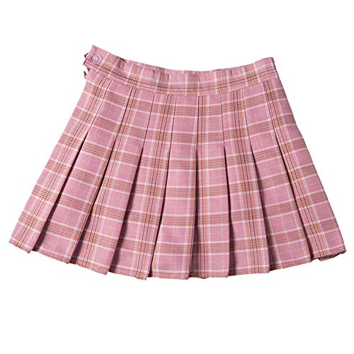 YFPICO Mädchen Plaid Rock Mini Faltenrock Schulmädchen-Stil Geeignet für 3-14 Jahre mit Doppel Schicht Material, Rosa, 122/128 von YFPICO