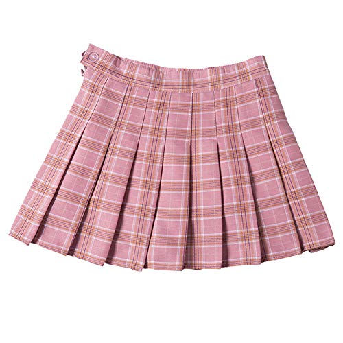 YFPICO Mädchen Plaid Rock mini Faltenrock Schulmädchen-Stil Geeignet für 3-14 Jahre mit Doppel Schicht Material, Rosa, 146 von YFPICO