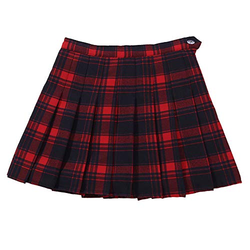 YFPICO Mädchen Plaid Rock mini Faltenrock Schulmädchen-Stil Geeignet für 3-14 Jahre mit Doppel Schicht Material, Rot, 164 von YFPICO
