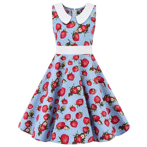 YFPICO Mädchen Vintage Polka Dot Kleid Ärmellos Partykleider Cocktailkleider Retro Elegant Kleid von YFPICO