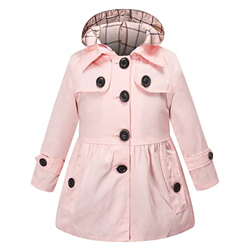 YFPICO Mädchen Windbreaker Mit Kapuze Kinder Jacke Windjacke Übergangsjacke Winddicht Atmungsaktiv Trenchcoat Softshell Jacke für Frühling Herbst von YFPICO