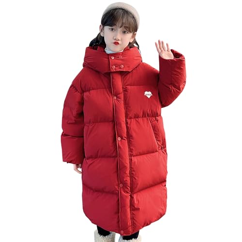 YFPICO Mädchen Winterjacke Warm Parkajacke mit Kapuze, Kinder Winterjacke Mädchen Länge Baumwolle Verdicke Steppjacke Mädchen Parkajacke 6-16 Jahre Gr.116-164 von YFPICO