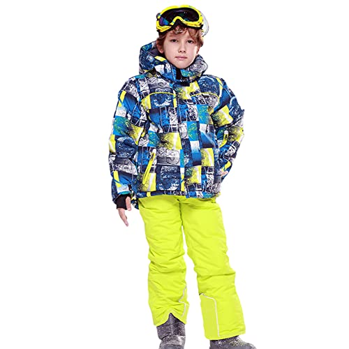 YFPICO Skianzug Kinder 2 Teilig Fleecegefüttert Funktionsanzug Set,Skijacke Jungen Mädchen Skijacke Skihose Thermo Verdickte Wasserdicht Winddicht Skianzug Skianzug Unisex von YFPICO