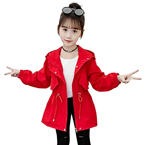 YFPICO Übergangsjacke Mädchen Kinder Jacke Trenchcoat Windjacke Mit Kapuze Winddicht Kapuzenjacke Frühling Herbst Lässig Windbreaker Sweatjacke Coat von YFPICO
