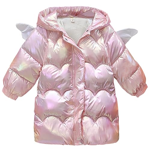 YFPICO Winterjacke Mädchen Verdicken Padded Buntes Wintermantel mit Kapuze,Kinder Winterjacke Mädchen Baumwollefutter Wärm Kinder Wintermantel von YFPICO