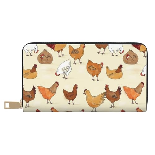YFSGDLBN A Brood of Chickens Printed Long Leather Wallet Clutch Wallet Zip Card Case, weiß, Einheitsgröße von YFSGDLBN