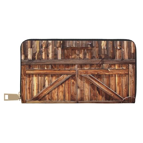 YFSGDLBN Barn Door Printed Long Leather Wallet Clutch Wallet Zip Card Case, weiß, Einheitsgröße von YFSGDLBN