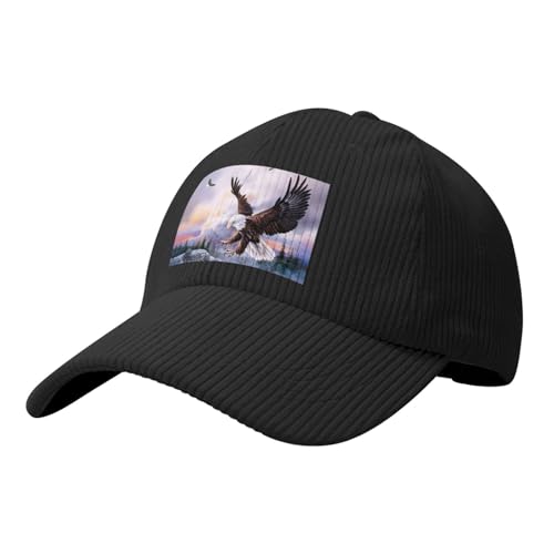 YFSGDLBN Baseballkappe aus Kordsamt, bedruckt mit Weißkopfseeadler, Schwarz , 4-8 von YFSGDLBN
