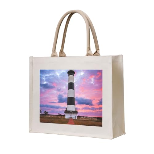YFSGDLBN Bedruckte Canvas-Tragetasche, Handtasche, Schultertasche mit Leuchtturm von YFSGDLBN