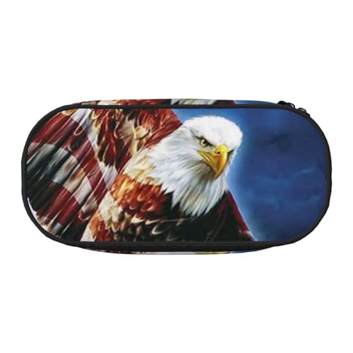 YFSGDLBN Bedrucktes Federmäppchen, Motiv: Amerikanischer Adler, Federmäppchen, tragbare Schreibwaren-Tasche, Schwarz , Einheitsgröße, Münztasche von YFSGDLBN