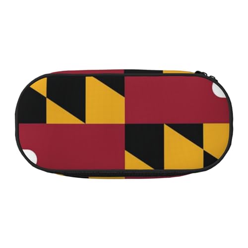 YFSGDLBN Bedrucktes Federmäppchen, Motiv: Flagge von Maryland, Federmäppchen, tragbare Schreibwaren-Tasche, Schwarz , Einheitsgröße, Münztasche von YFSGDLBN