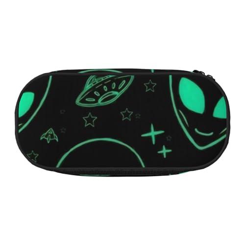 YFSGDLBN Bedrucktes Federmäppchen mit Alien-Motiv, Federmäppchen, tragbare Schreibwaren-Tasche, Schwarz , Einheitsgröße, Münztasche von YFSGDLBN