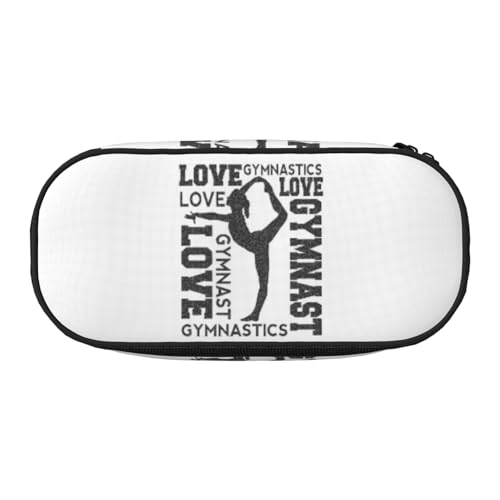YFSGDLBN Bedrucktes Federmäppchen mit Aufschrift "Love Gymnastics", Federmäppchen, tragbare Schreibwaren-Tasche, Schwarz , Einheitsgröße, Münztasche von YFSGDLBN