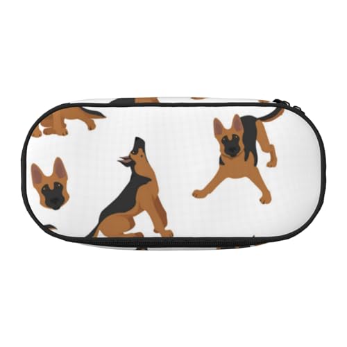 YFSGDLBN Bedrucktes Federmäppchen mit Deutschem Schäferhund, Federmäppchen, tragbare Schreibwaren-Tasche, Schwarz , Einheitsgröße, Münztasche von YFSGDLBN