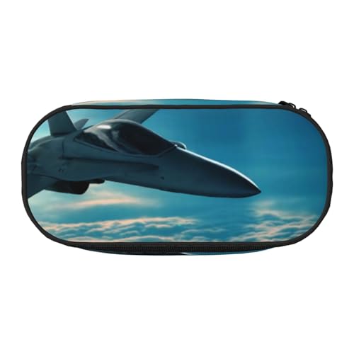 YFSGDLBN Bedrucktes Federmäppchen mit Flugzeug-Jets-Motiv, Federmäppchen, tragbare Schreibwaren-Tasche, Schwarz , Einheitsgröße, Münztasche von YFSGDLBN