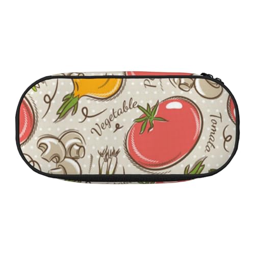 YFSGDLBN Bedrucktes Federmäppchen mit Gemüse, Obst, Federmäppchen, tragbare Schreibwaren-Tasche, Schwarz , Einheitsgröße, Münztasche von YFSGDLBN