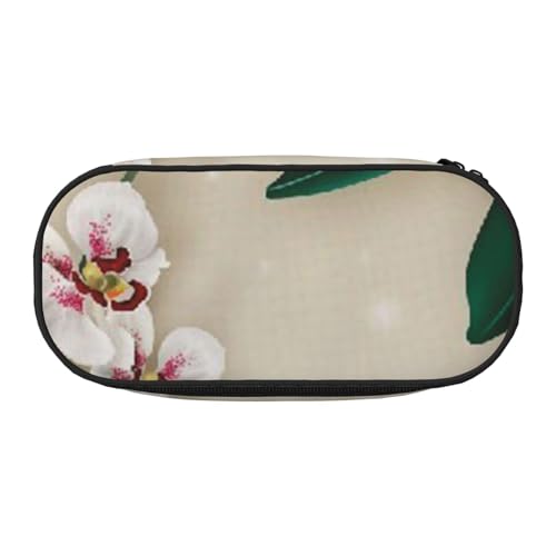 YFSGDLBN Bedrucktes Federmäppchen mit Glocken-Orchideen-Motiv, Federmäppchen, tragbare Schreibwaren-Tasche, Schwarz , Einheitsgröße, Münztasche von YFSGDLBN