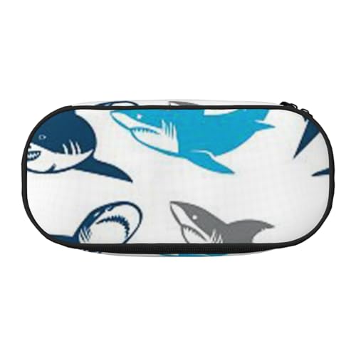 YFSGDLBN Bedrucktes Federmäppchen mit Haifischmotiv, Schwarz , Einheitsgröße, Münztasche von YFSGDLBN