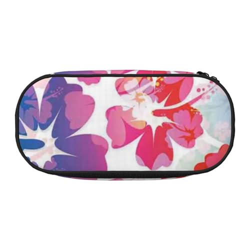 YFSGDLBN Bedrucktes Federmäppchen mit Hawaii-Blumendruck, Federmäppchen, tragbare Schreibwaren-Tasche, Schwarz , Einheitsgröße, Münztasche von YFSGDLBN