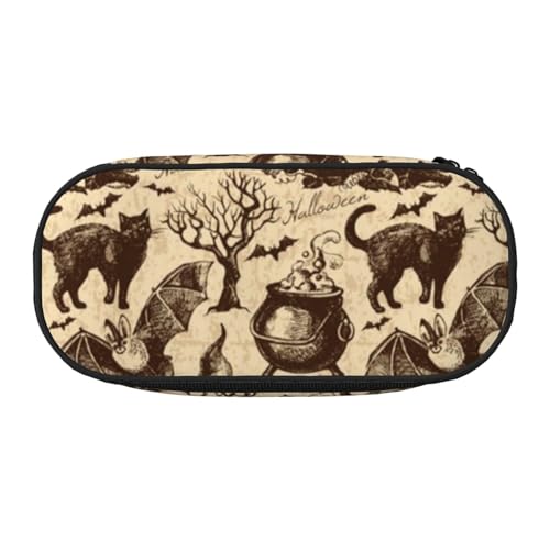 YFSGDLBN Bedrucktes Federmäppchen mit Hexenhut, Federmäppchen, tragbare Schreibwaren-Tasche, Schwarz , Einheitsgröße, Münztasche von YFSGDLBN