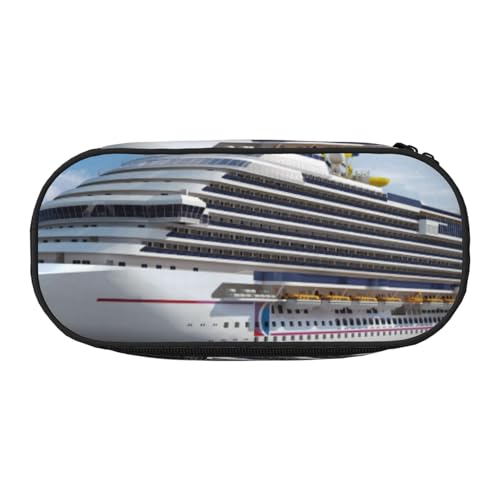 YFSGDLBN Bedrucktes Federmäppchen mit Kreuzfahrtschiff, Federmäppchen, tragbare Schreibwaren-Tasche, Schwarz , Einheitsgröße, Münztasche von YFSGDLBN