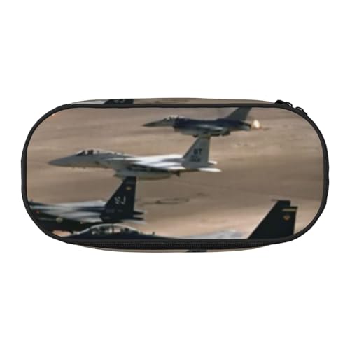 YFSGDLBN Bedrucktes Federmäppchen mit Kriegsflugzeug, Federmäppchen, tragbare Schreibwaren-Tasche, Schwarz , Einheitsgröße, Münztasche von YFSGDLBN