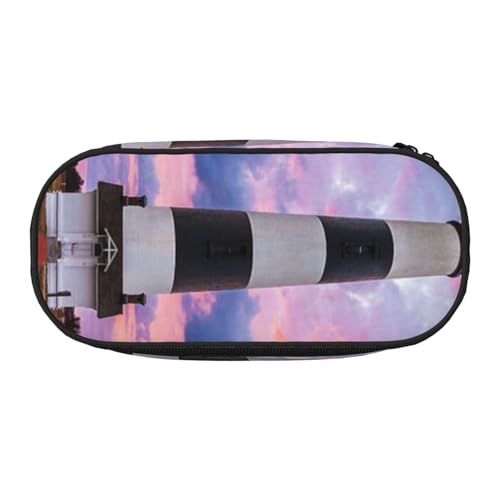 YFSGDLBN Bedrucktes Federmäppchen mit Leuchtturm-Motiv, Federmäppchen, tragbare Schreibwaren-Tasche, Schwarz , Einheitsgröße, Münztasche von YFSGDLBN