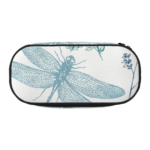 YFSGDLBN Bedrucktes Federmäppchen mit Libellen-Motiv, Federmäppchen, tragbare Schreibwaren-Tasche, Schwarz , Einheitsgröße, Münztasche von YFSGDLBN