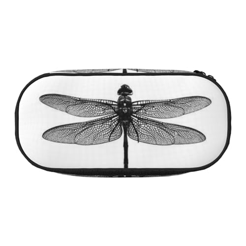 YFSGDLBN Bedrucktes Federmäppchen mit Libellen-Motiv, Federmäppchen, tragbare Schreibwaren-Tasche, Schwarz , Einheitsgröße, Münztasche von YFSGDLBN