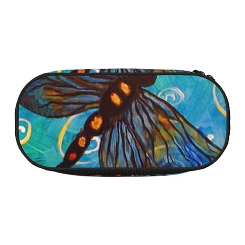 YFSGDLBN Bedrucktes Federmäppchen mit Libellen-Motiv, Federmäppchen, tragbare Schreibwaren-Tasche, Schwarz , Einheitsgröße, Münztasche von YFSGDLBN
