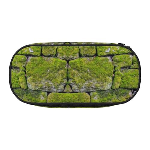 YFSGDLBN Bedrucktes Federmäppchen mit Moosstein, Pflasterstein, Federmäppchen, tragbare Schreibwaren-Tasche, Schwarz , Einheitsgröße, Münztasche von YFSGDLBN