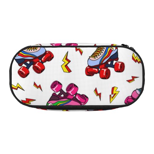 YFSGDLBN Bedrucktes Federmäppchen mit Rollschuhen, Federmäppchen, tragbare Schreibwaren-Tasche, Schwarz , Einheitsgröße, Münztasche von YFSGDLBN