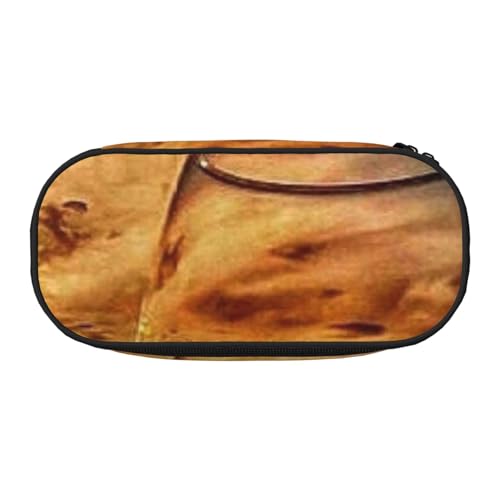 YFSGDLBN Bedrucktes Federmäppchen mit Sonnenuntergangs-Weinglas-Motiv, Federmäppchen, tragbare Schreibwaren-Tasche, Schwarz , Einheitsgröße, Münztasche von YFSGDLBN