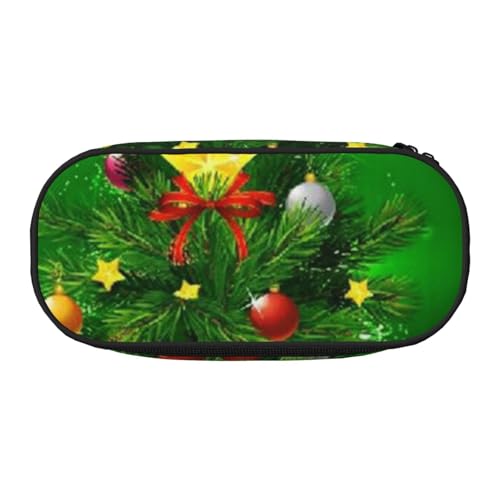 YFSGDLBN Bedrucktes Federmäppchen mit Weihnachtsbäumen, Federmäppchen, tragbare Schreibwaren-Tasche, Schwarz , Einheitsgröße, Münztasche von YFSGDLBN
